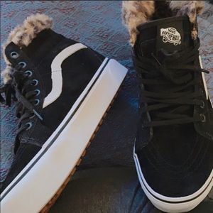 Vans Sk8 Hi Suede & Leopard Faux Fur Platform